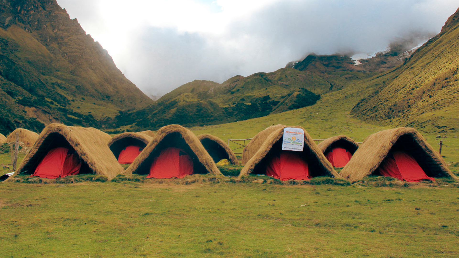 The Salkantay Camp with mountain background