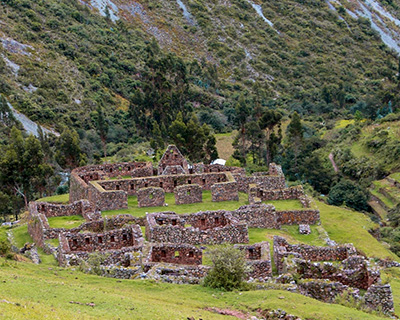 Extensive platforms in Patallaqta, one of the main stopping points on the Inca Trail