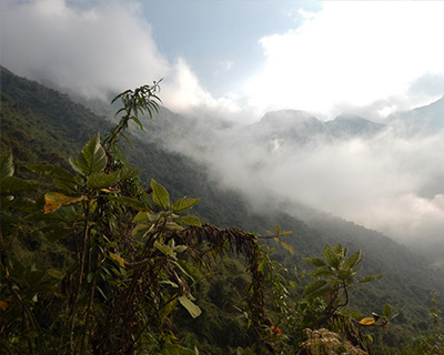 Magical view of the cloudy mountains near Yanama