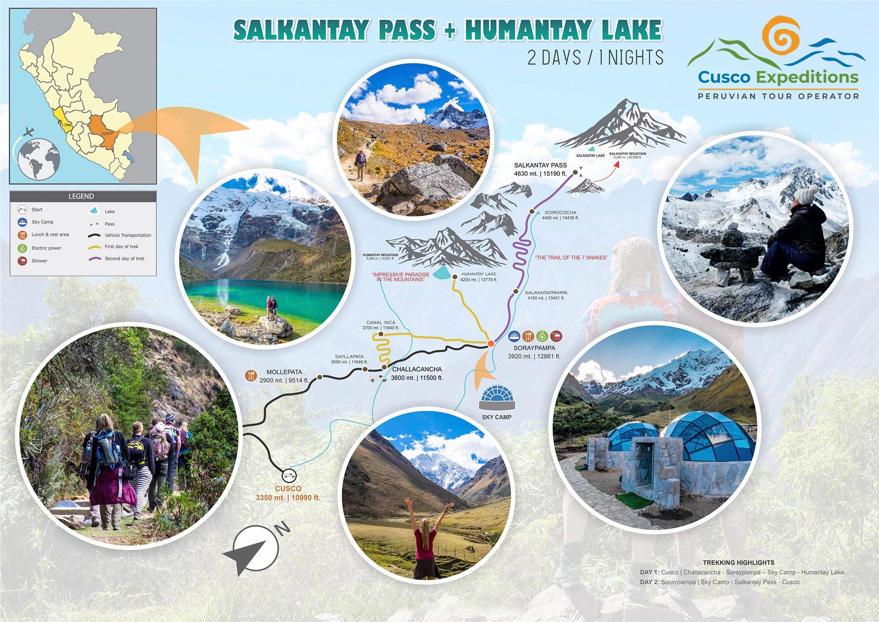 Map Humantay Lake & Salkantay Pass