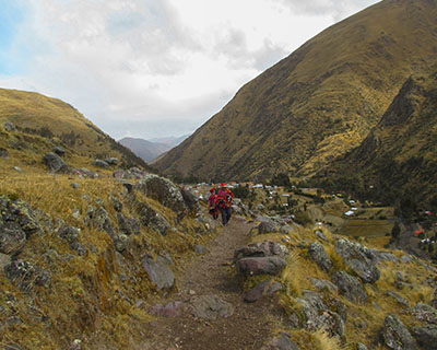 Lagoon in the middle of mountains in the Lares valley