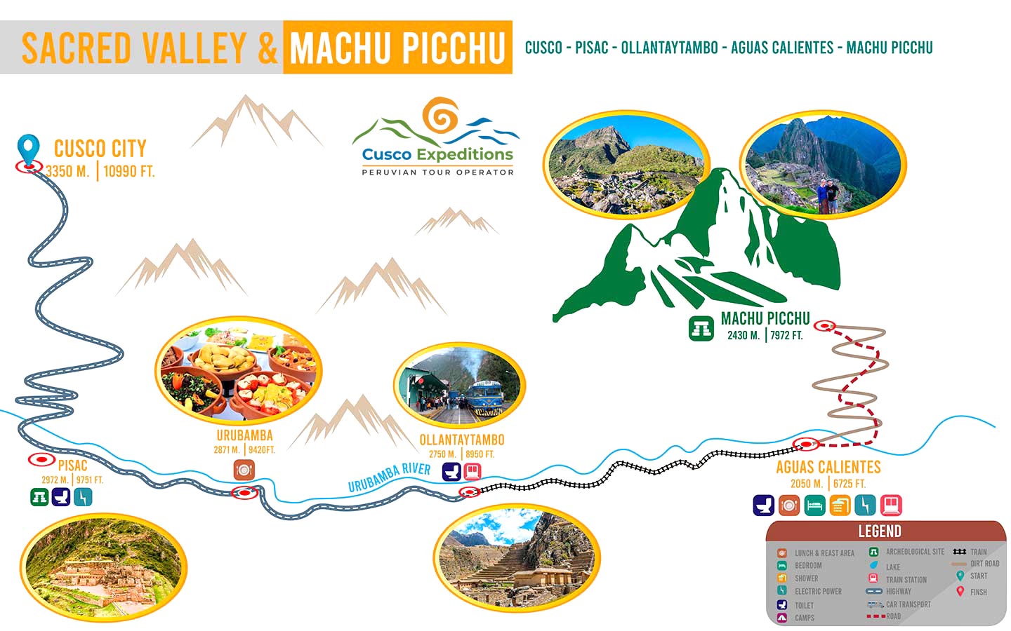 Map Sacred Valley of the Incas and Machu Picchu