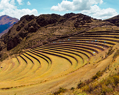 Great platforms (Andenes) of Acchapata in the Pisaq Archaeological site