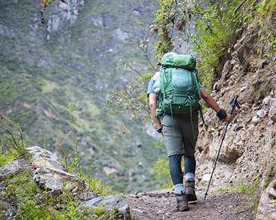 Man is doing the 7 day Inca trail